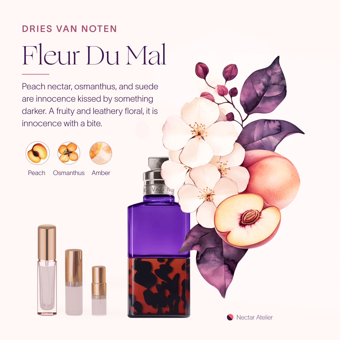 DVN Fleur du Mal | Artisanal Sample 1ml, 2ml, 3ml, 5ml and art collage by Nectar Atelier