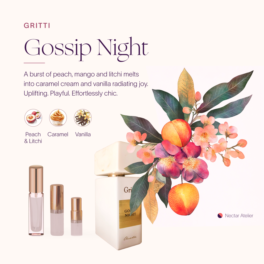 Gritti Gossip Night | Luxe Samples in 1ml, 2ml, 3ml, 5ml, 10ml by Nectar Atelier