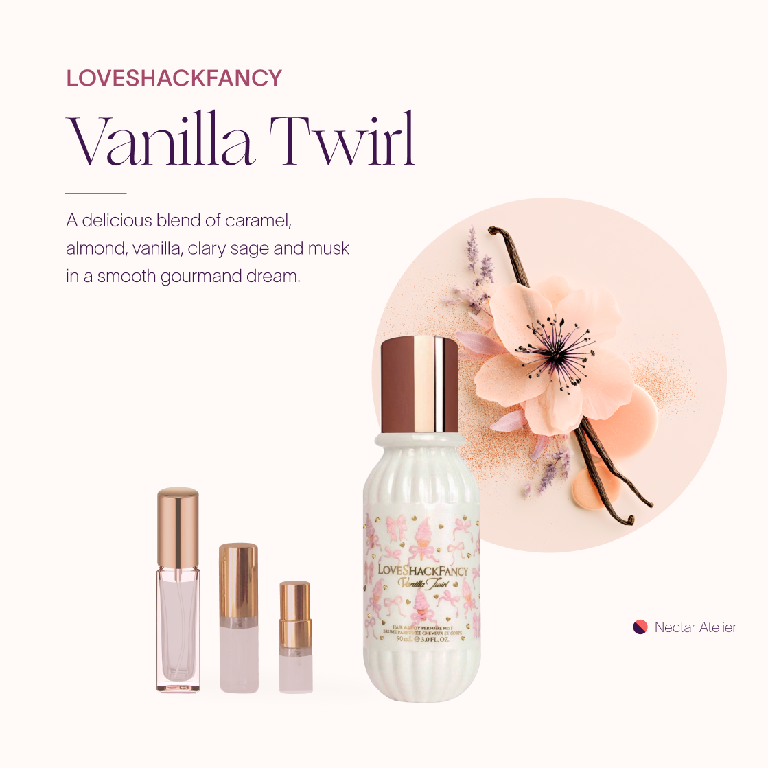 Vanilla Twirl Hair & Body Mist | Artisanal Samples & Decants 3ml 5ml 10ml by Nectar Atelier