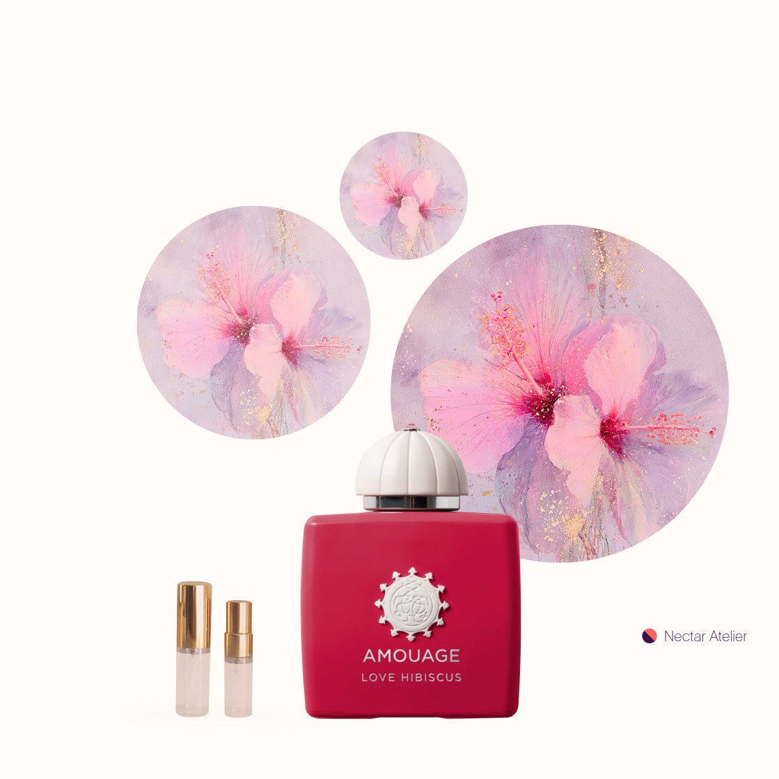 Love Hibiscus by Amouage | Luxe Samples 1ml, 2ml, 3ml, 5ml and art collage by Nectar Atelier