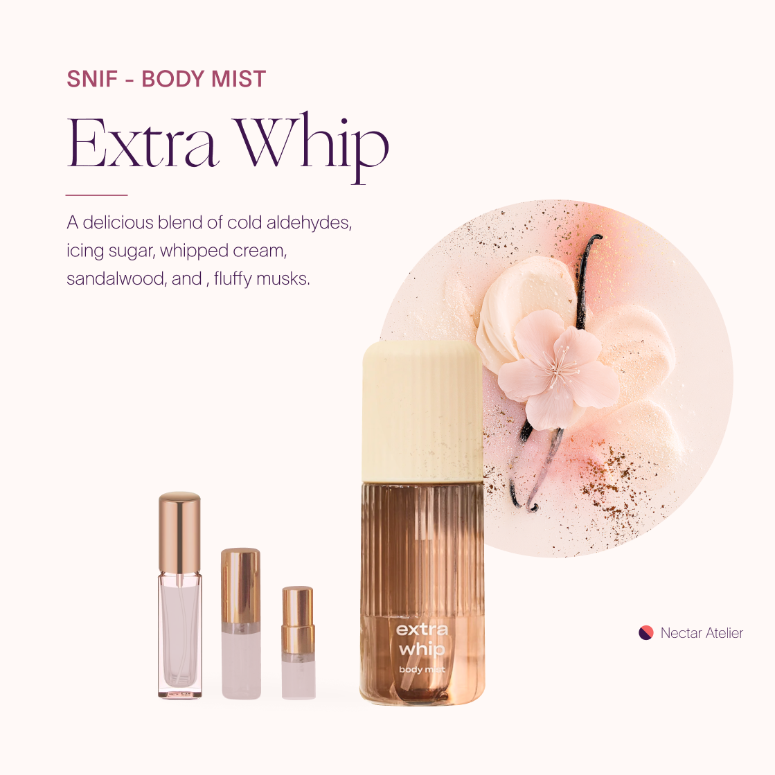 Snif Extra Whip | Artisanal Samples & Decants 3ml, 5ml, 10ml and Art Collage by Nectar Atelier