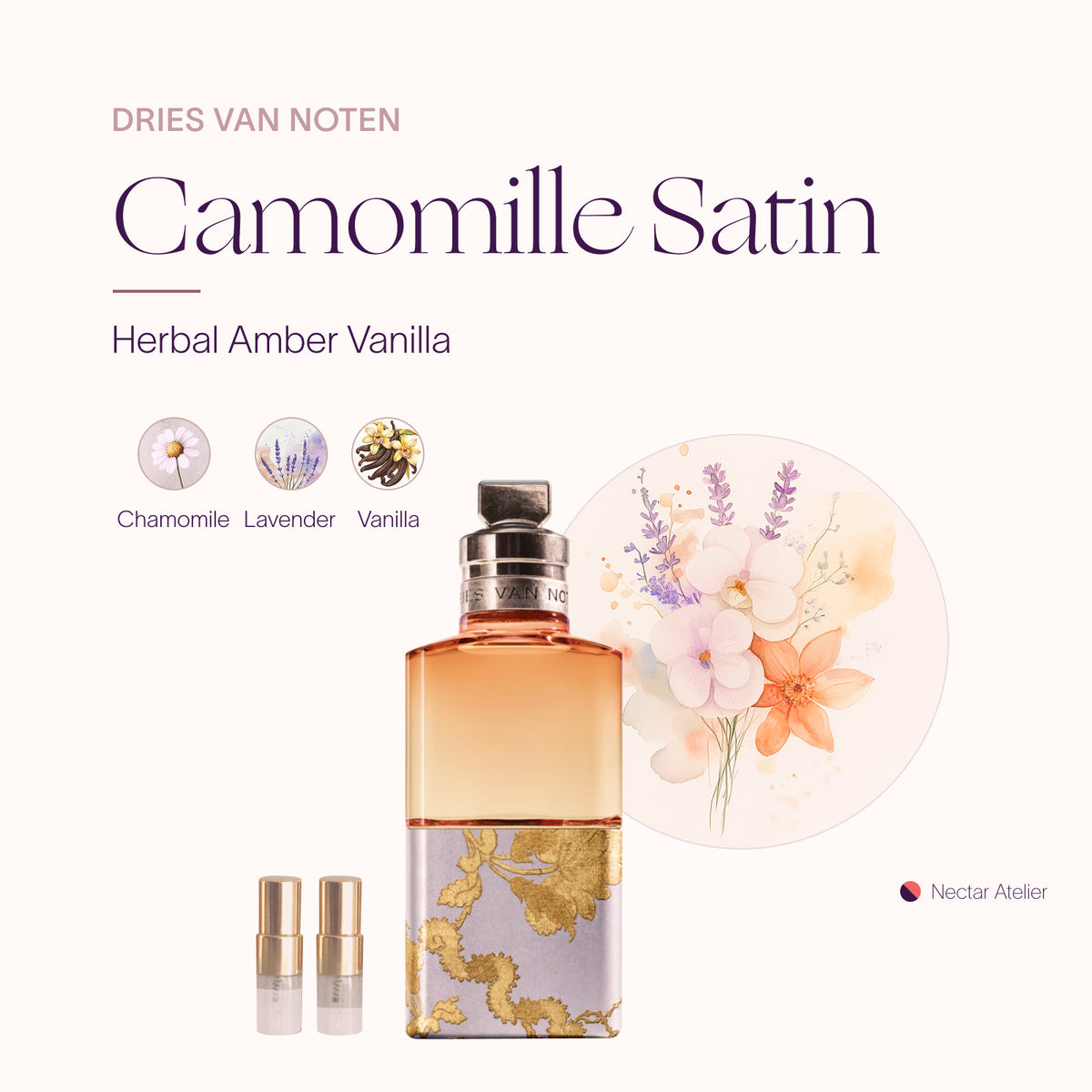 Luxe, eco, artful samples of Camomille Satin by Dries Van Noten by Nectar Atelier