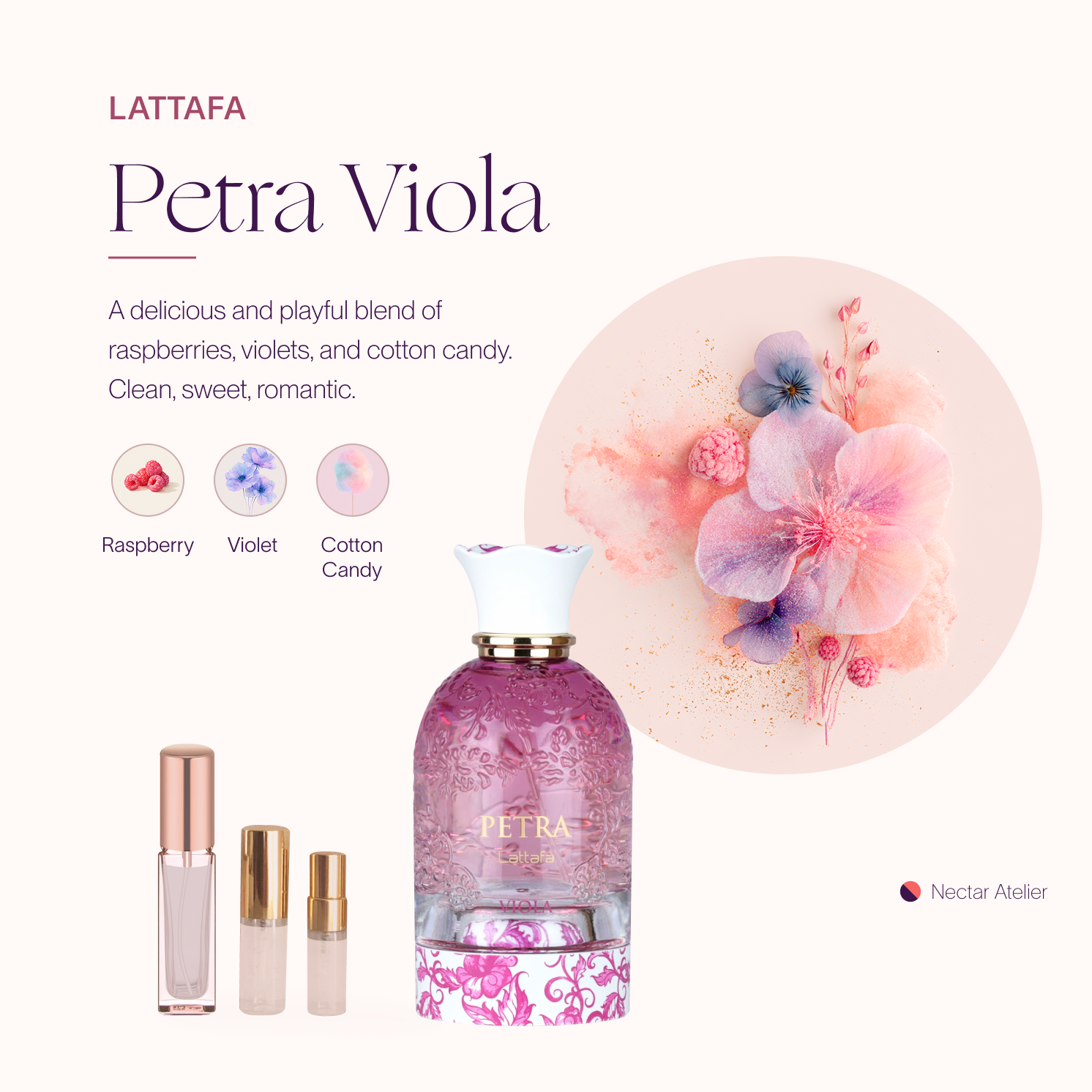 Lattafa Petra Viola | Luxe Samples 1ml 2ml, 3ml 5ml  by Nectar Atelier