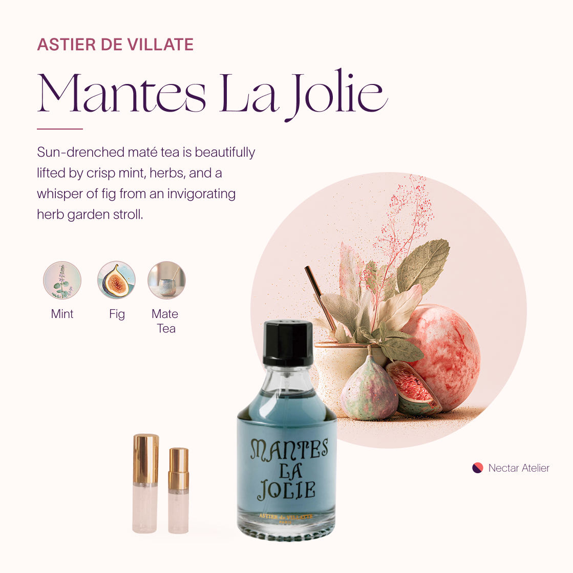 Mantes La Jolie | Atmospheric Tea Set | Artisanal Perfume Samples .5ml, 1ml, 2ml luxe, eco, artful samples decants by Nectar Atelier