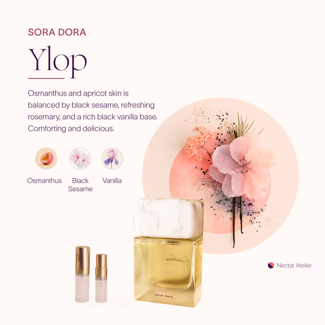 Ylop | Atmospheric Tea Set | Artisanal Perfume Samples .5ml, 1ml, 2ml luxe, eco, artful samples decants by Nectar Atelier