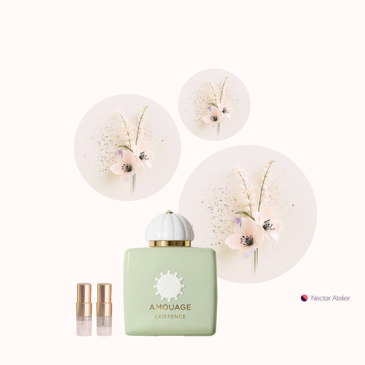 Luxe, eco, artful samples of Existence by Amouage in 1ml, 2ml sizes by Nectar Atelier