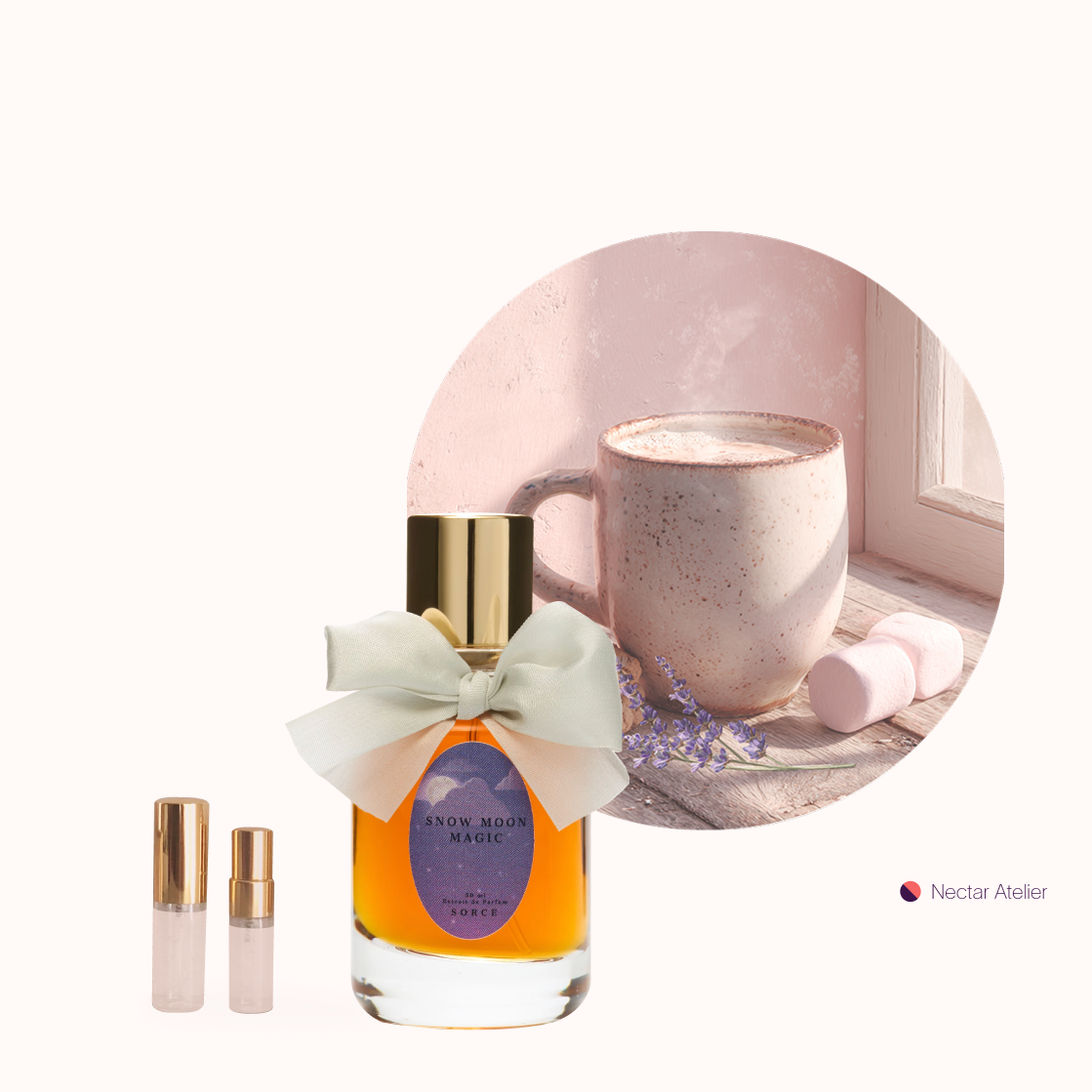 Sorce Snow Moon Magic | Luxe, Eco, Artful Samples 1ml, 2ml, 3ml, 5ml and art collage by Nectar Atelier