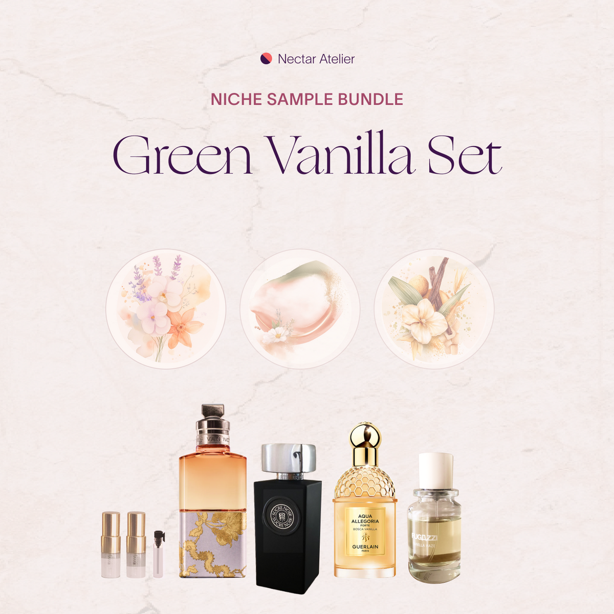 Green Vanilla | Artisanal Sample Set Luxe samples 1ml, 2ml  by Nectar Atelier