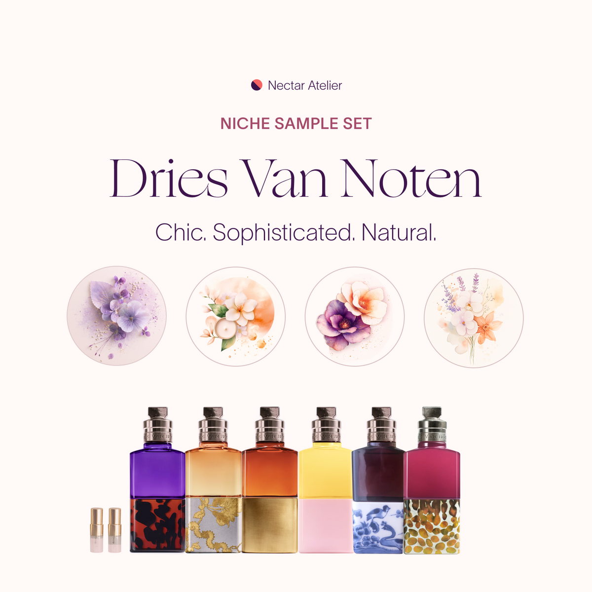 Dries Van Noten Perfume Sample Set 1ml 2ml by Nectar Atelier. Eco, artful, luxe.