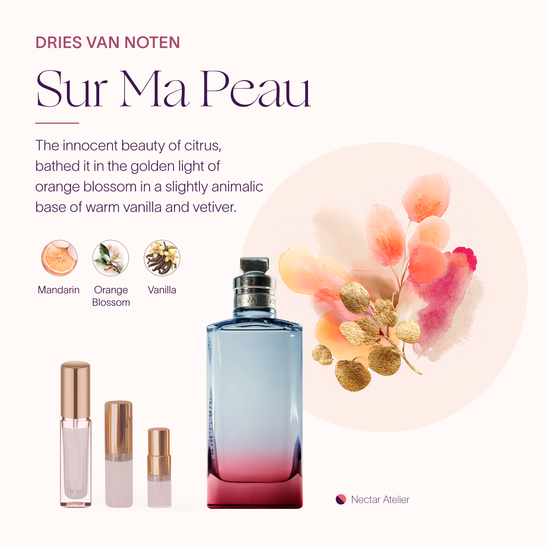 Dries Van Noten Sur Ma Peau Luxe Sample 1ml, 2ml, 3ml, 5ml and collage by Nectar Atelier